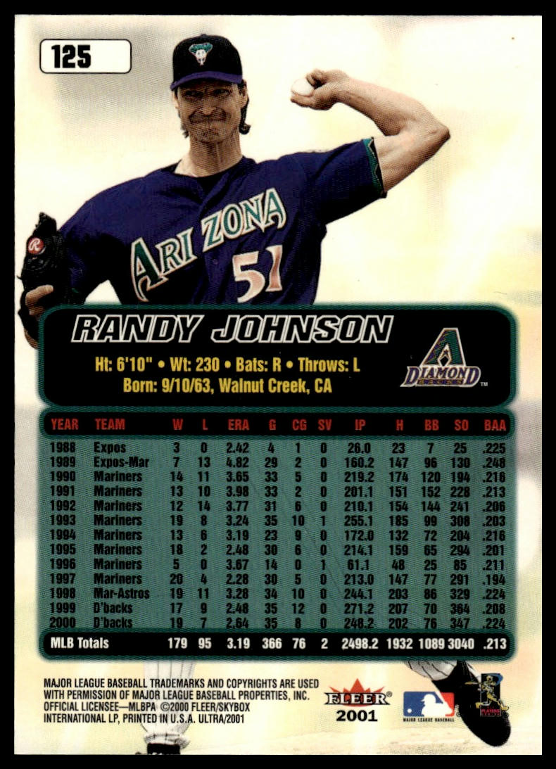 2001 Ultra #125 Randy Johnson