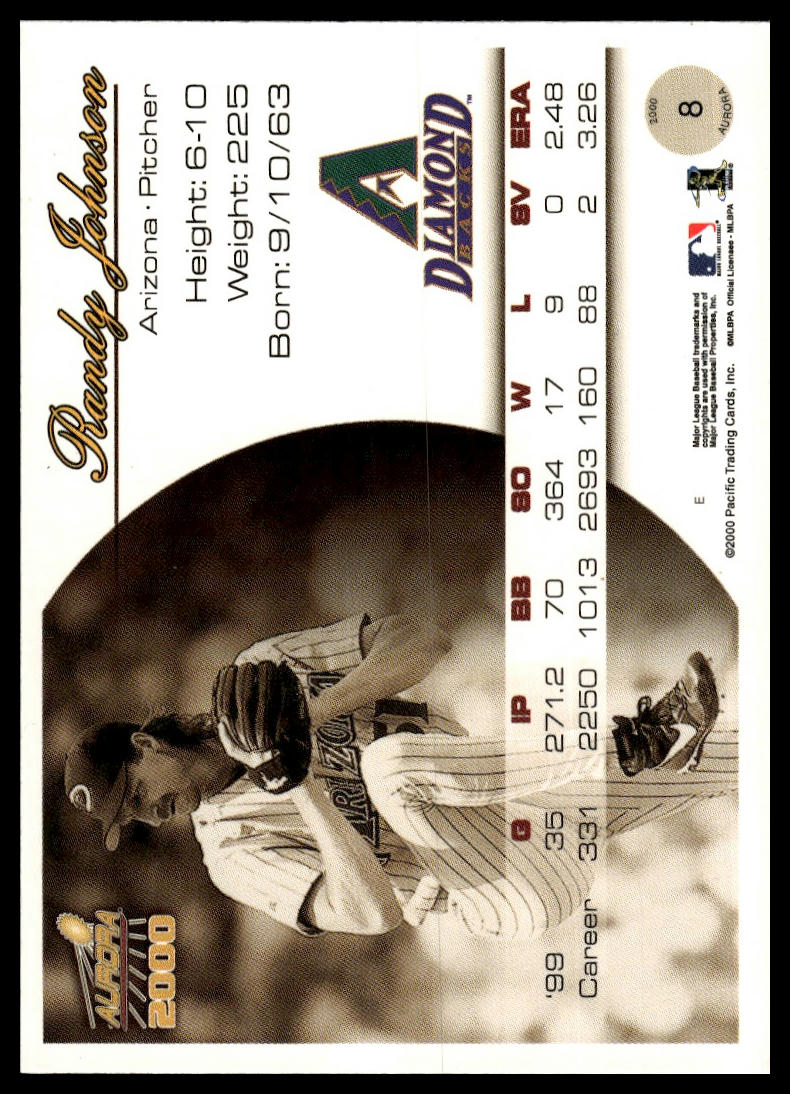 2000 Pacific Aurora #8 Randy Johnson