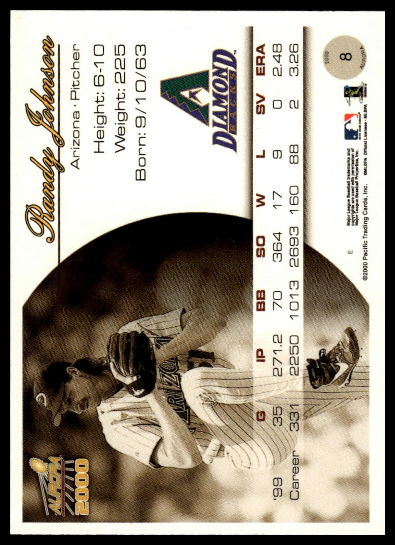 2000 Pacific Aurora #8 Randy Johnson