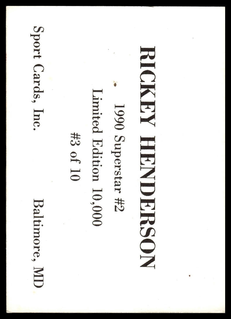 1990 Sport Cards Superstar #2 (unlicensed) #3 Rickey Henderson