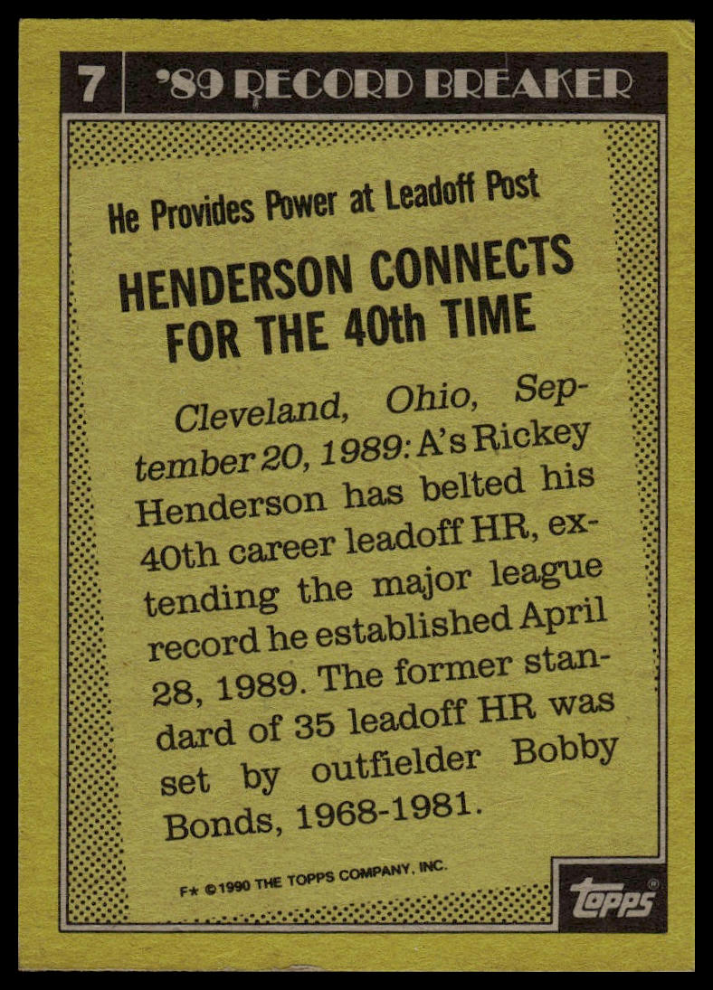 1990 Topps #7 Rickey Henderson