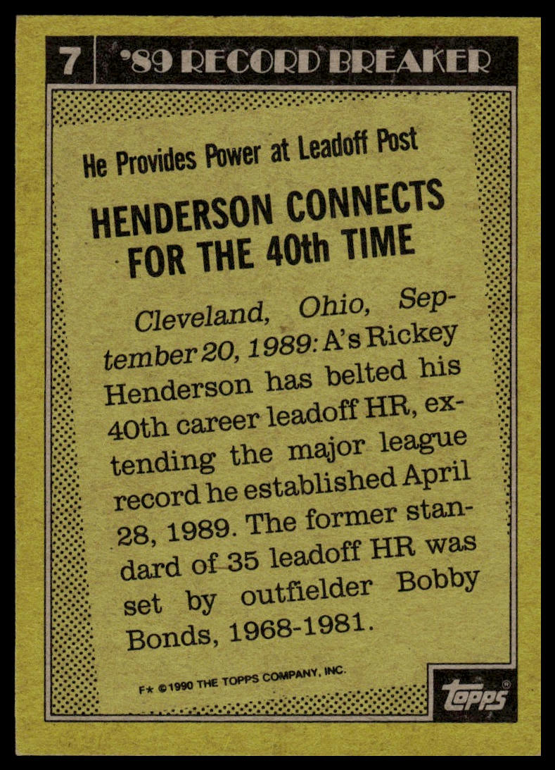 1990 Topps #7 Rickey Henderson