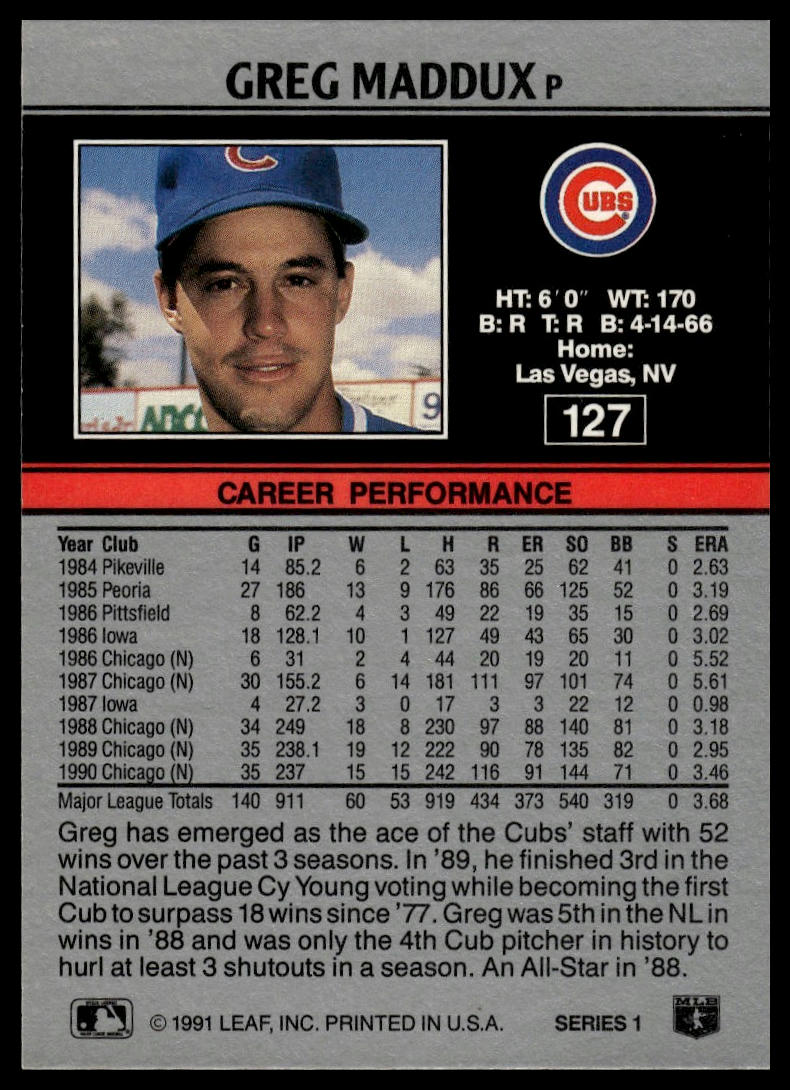 1991 Leaf #127 Greg Maddux