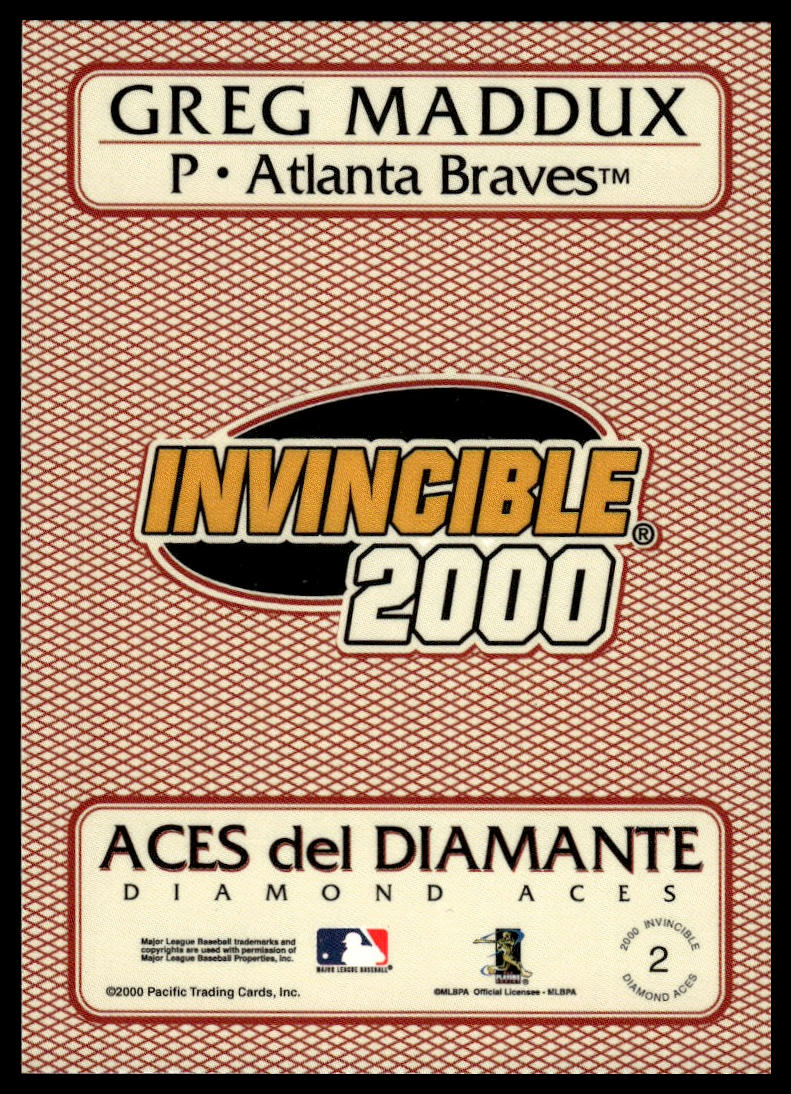 2000 Pacific Invincible #2 Greg Maddux Diamond Aces