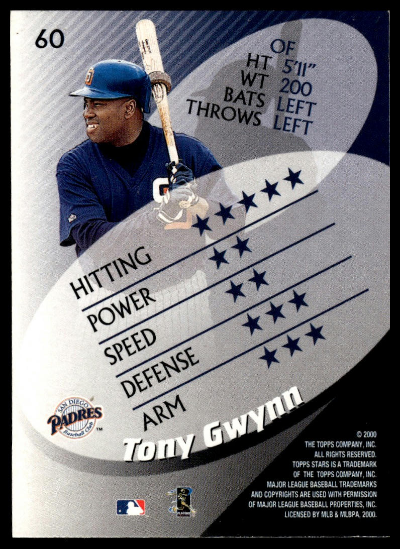 2000 Topps Stars #60 Tony Gwynn Metallic Blue #/299