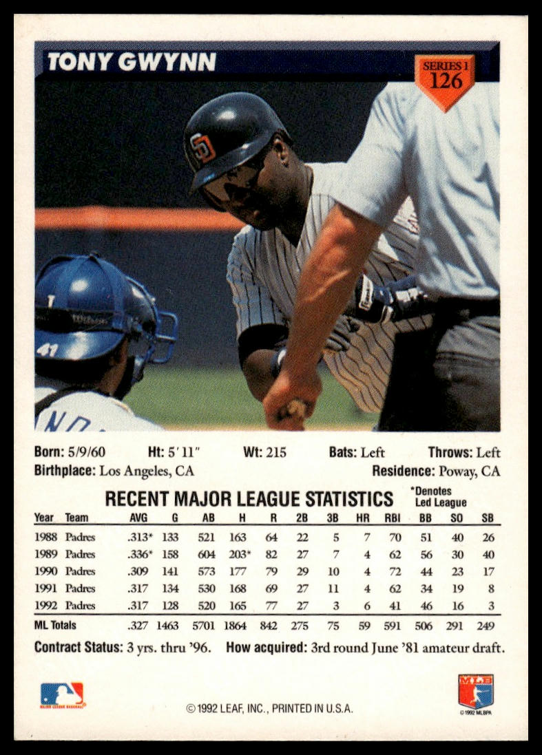 1993 Donruss #126 Tony Gwynn