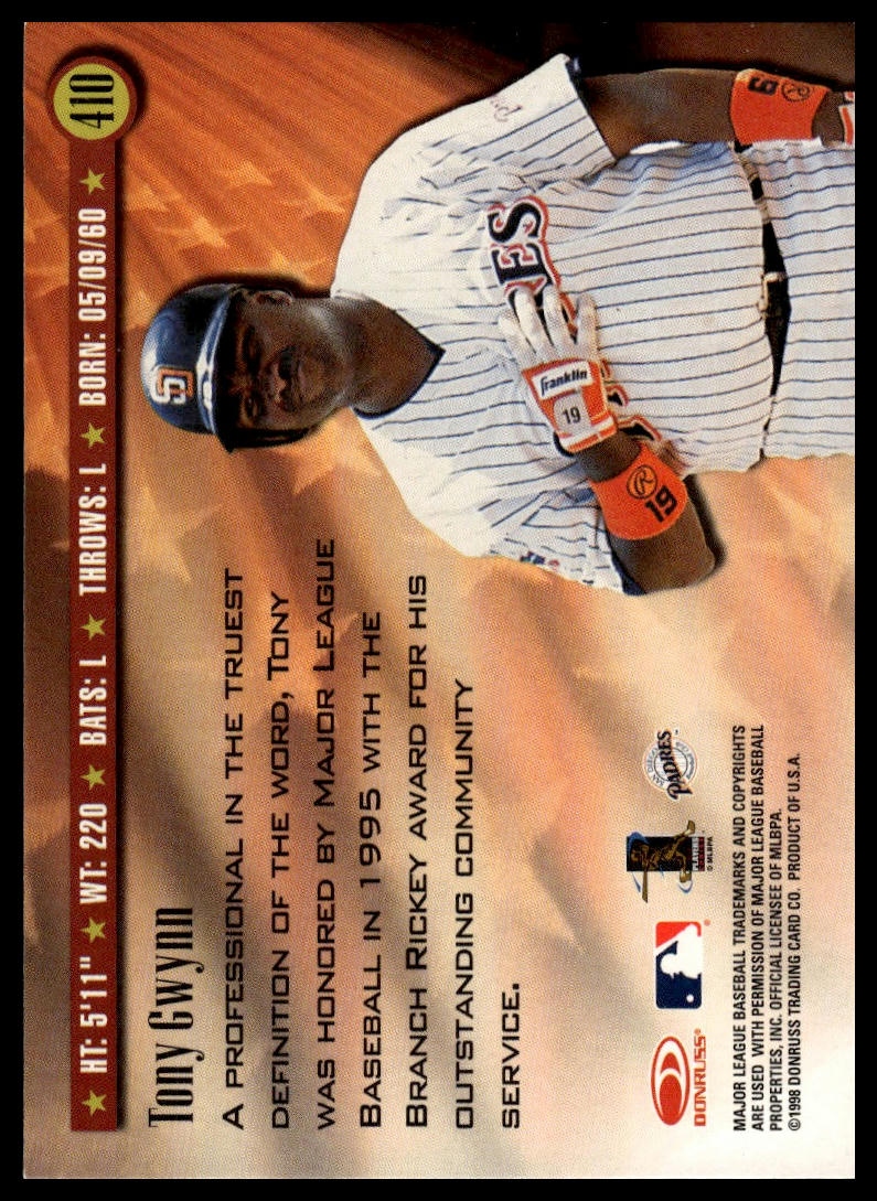 1998 Donruss #410 Tony Gwynn