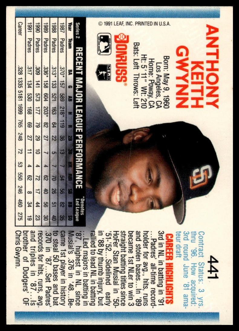 1992 Donruss #441 Tony Gwynn