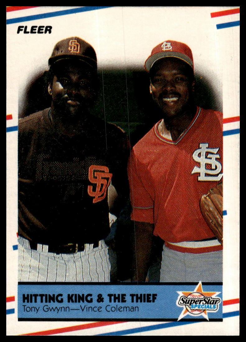 1988 Fleer #634 Hitting King &amp; the Thief (Tony Gwynn / Vince Coleman)