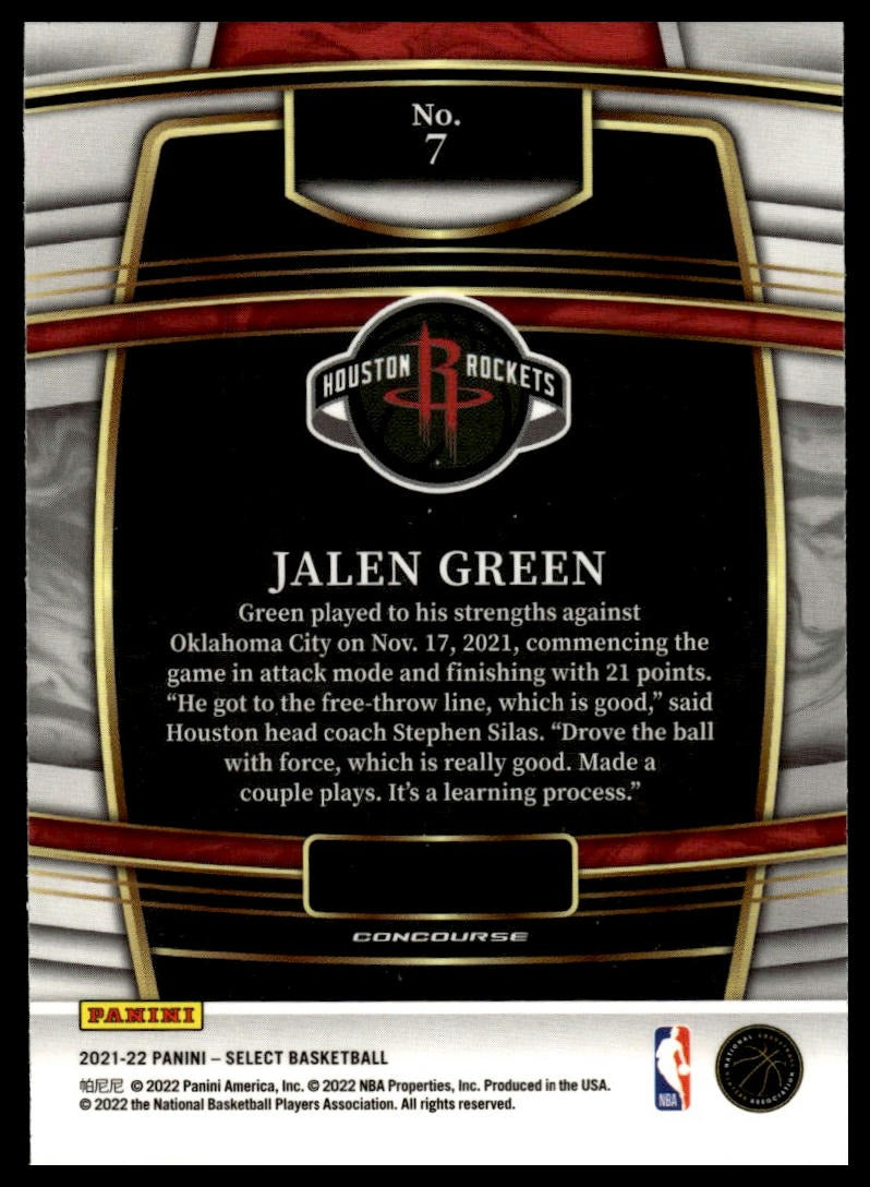 2021-22 Panini Select #7 Jalen Green