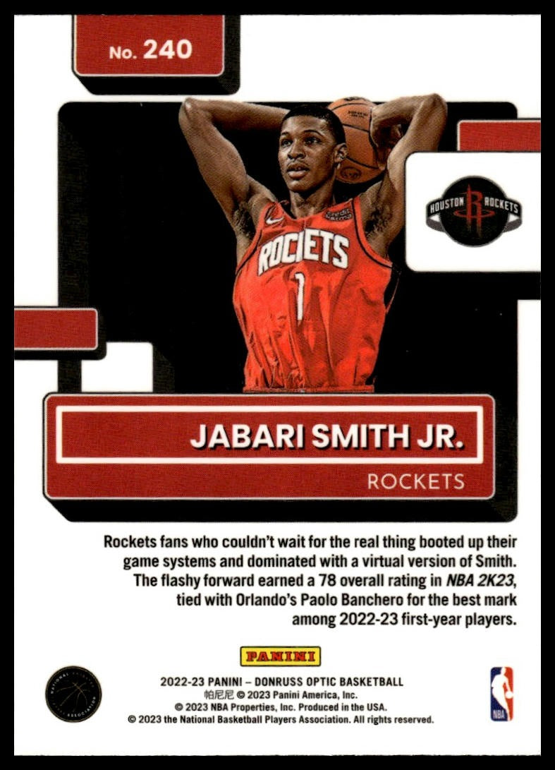 2022-23 Donruss Optic #240 Jabari Smith Jr.