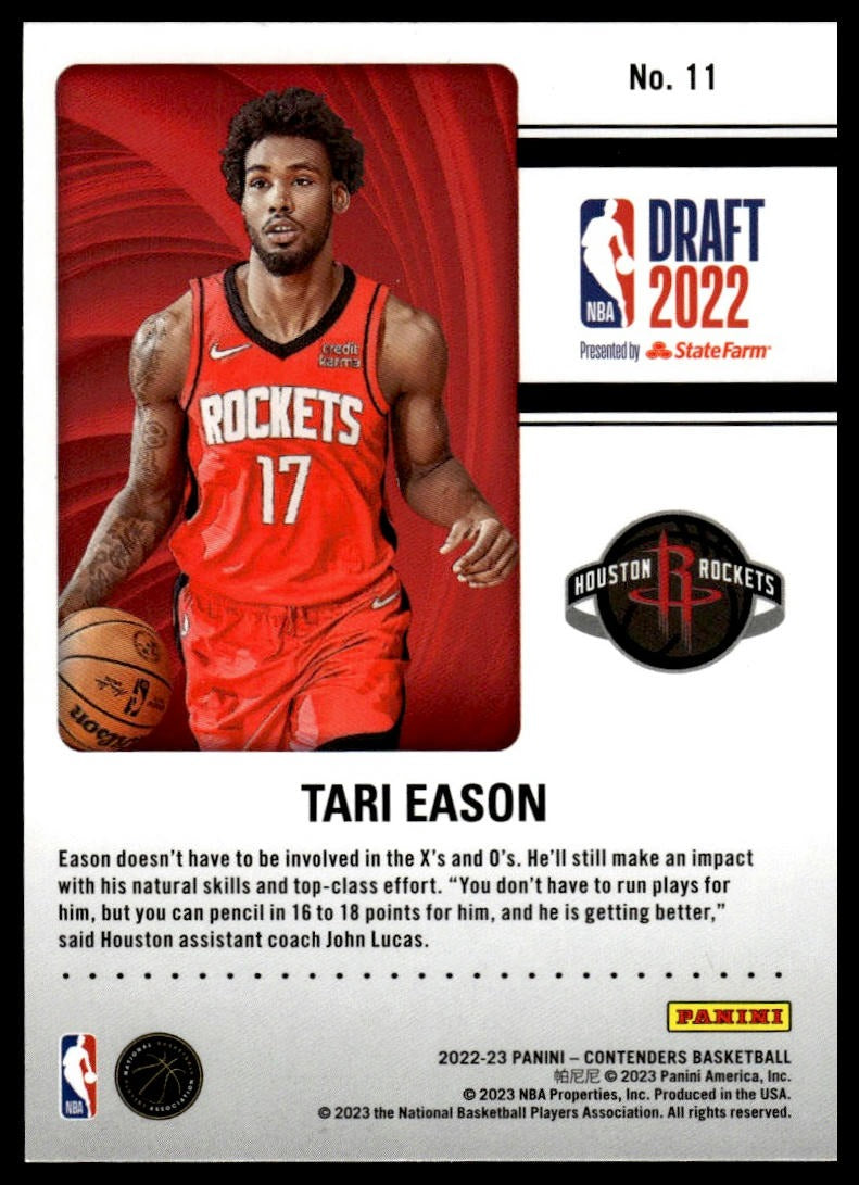 2022-23 Panini Contenders #11 Tari Eason 2022 Draft Class Contenders