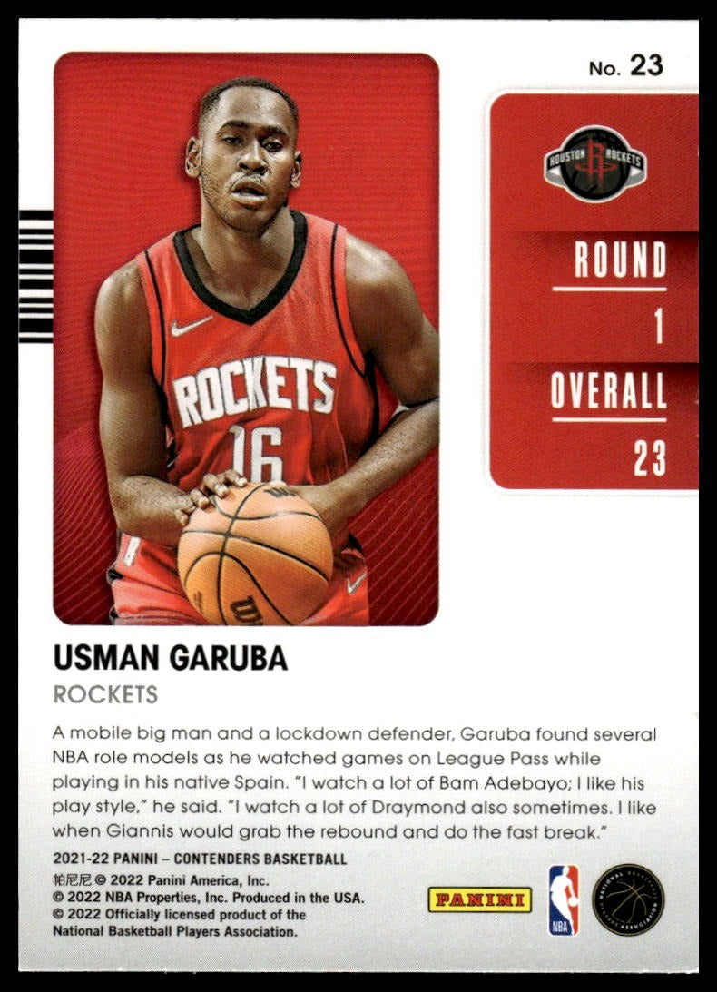 2021-22 Panini Contenders #23 Usman Garuba 2021 Draft Class