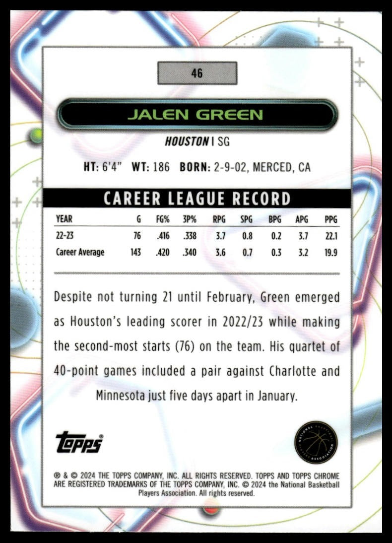 2023-24 Topps Chrome Cosmic #46 Jalen Green