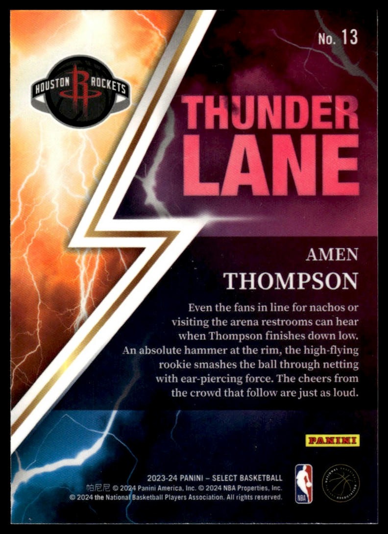 2023-24 Panini Select #13 Amen Thompson Thunder Lane