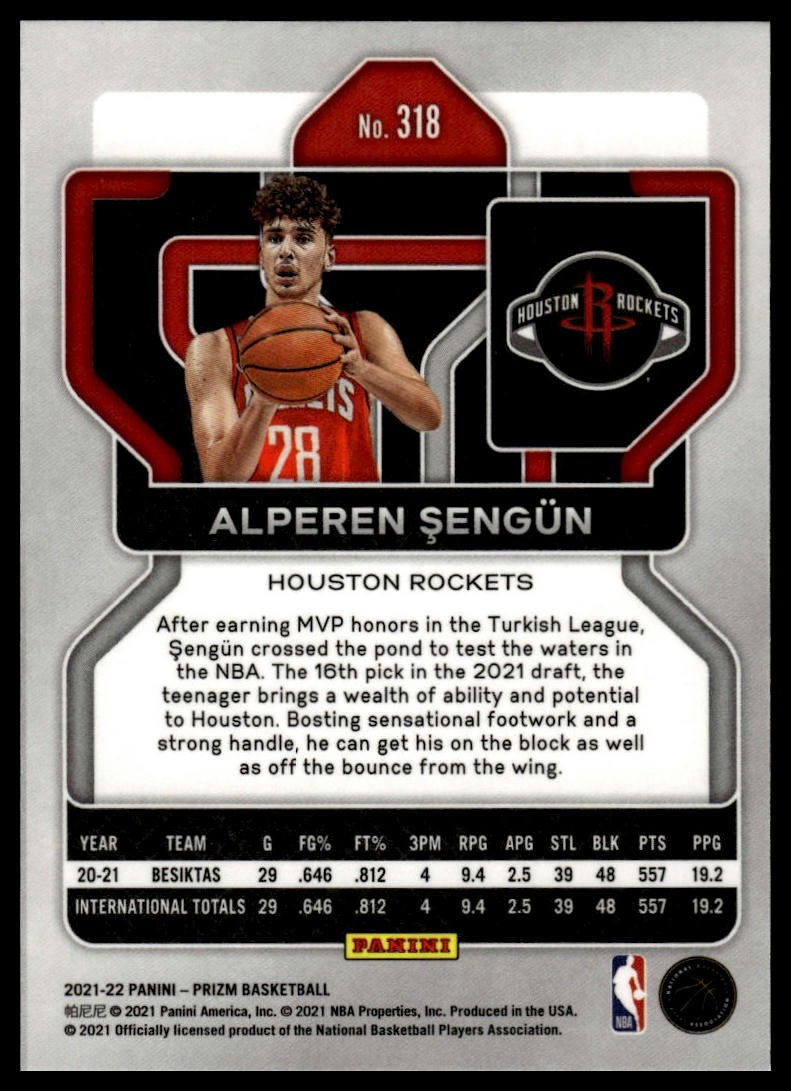 2021-22 Panini Prizm #318 Alperen Sengun