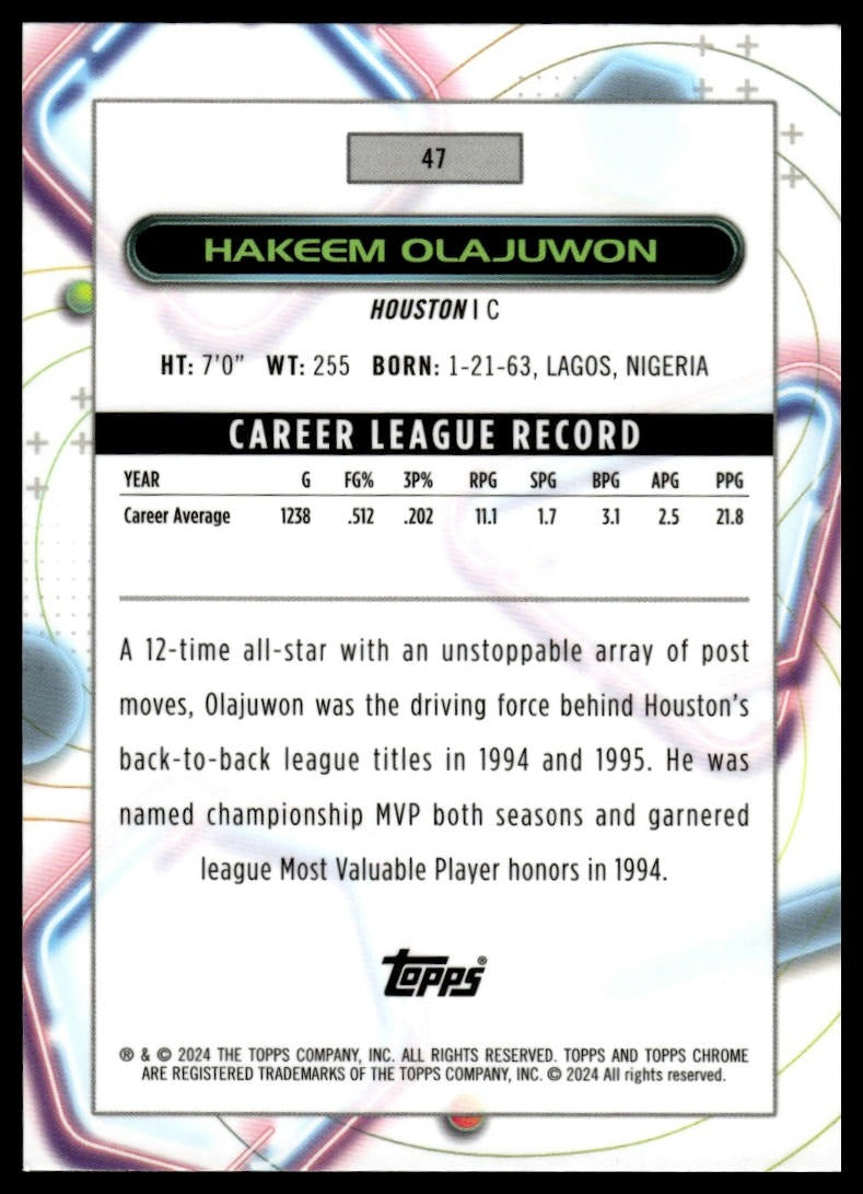 2023-24 Topps Chrome Cosmic #47 Hakeem Olajuwon