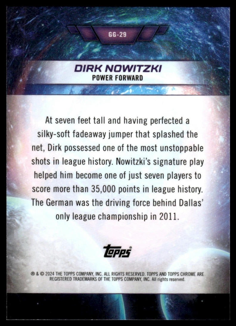 2023-24 Topps Chrome Cosmic #GG-29 Dirk Nowitzki Galaxy Greats