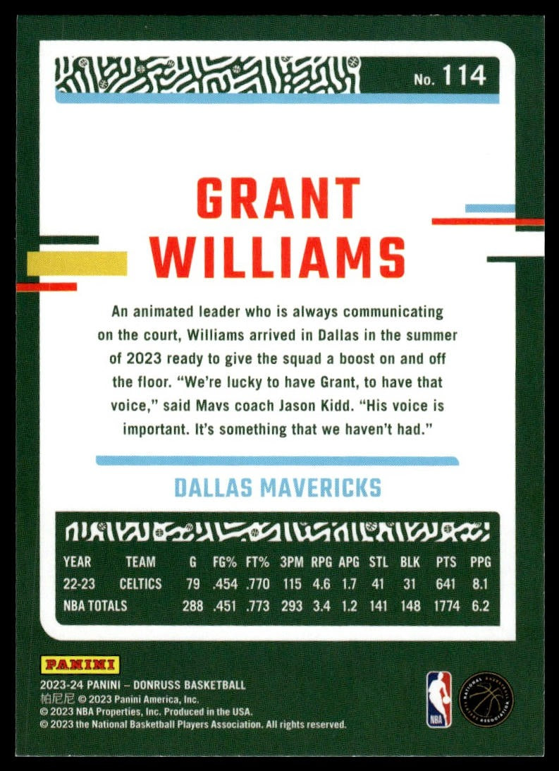 2023-24 Donruss #114 Grant Williams Yellow Flood