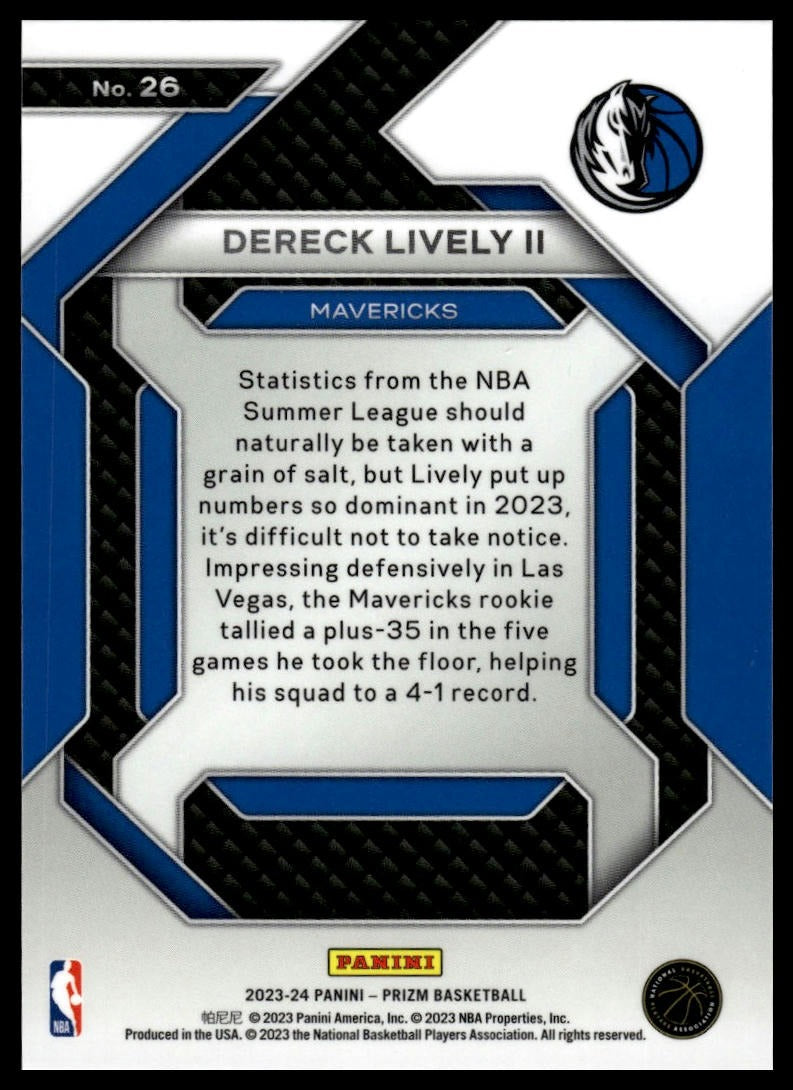 2023-24 Panini Prizm #26 Dereck Lively II Emergent