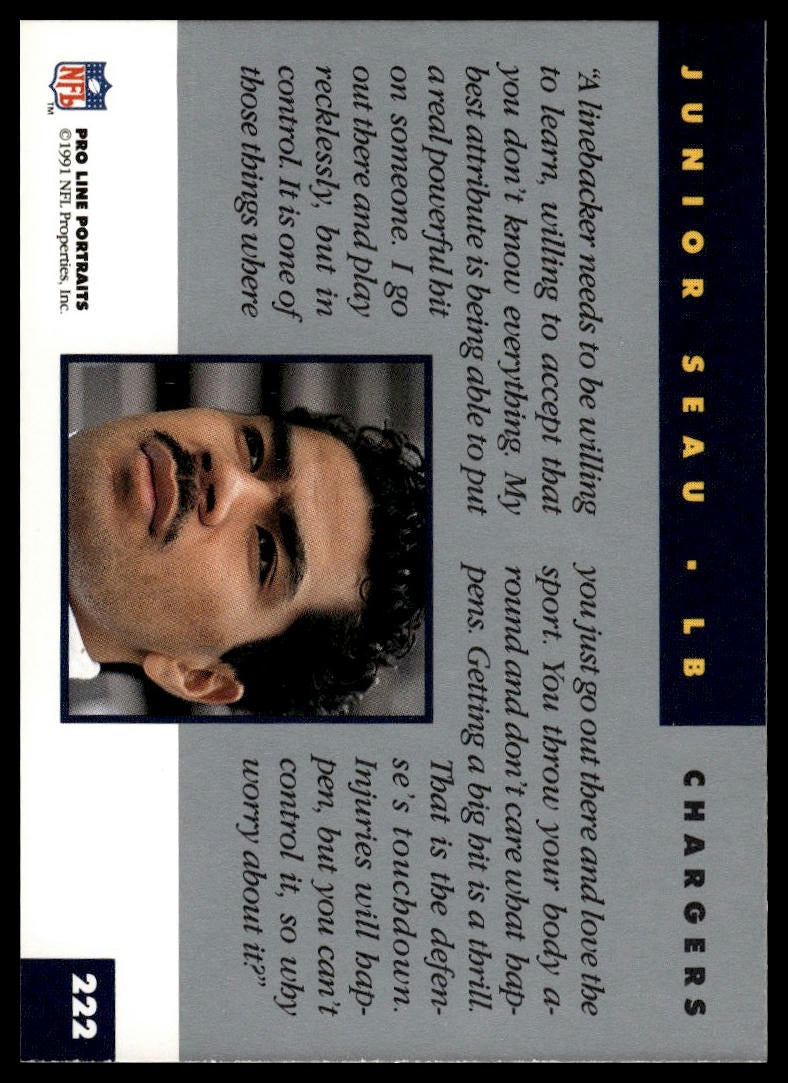 1991 Pro Line Portraits #222 Junior Seau