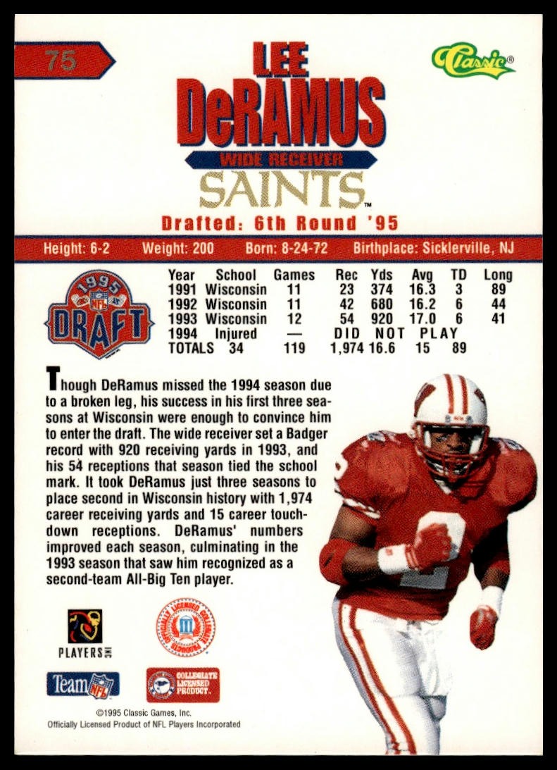 1995 Classic NFL Rookies #75 Lee DeRamus