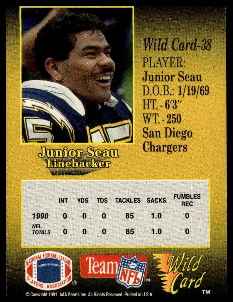 1991 Wild Card #38 Junior Seau