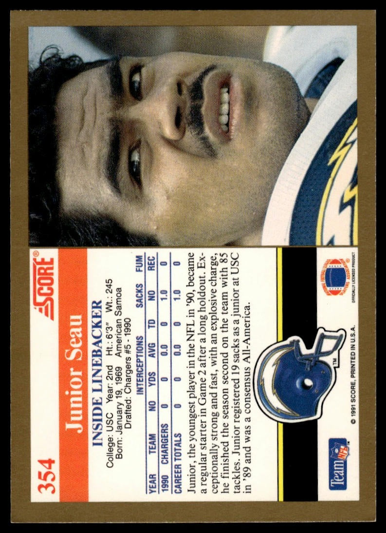 1991 Score #354 Junior Seau