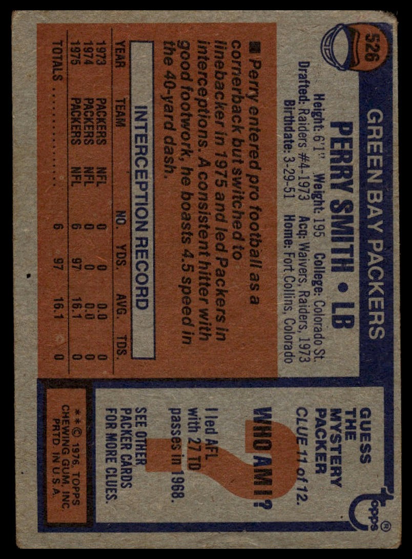 1976 Topps #526 Perry Smith