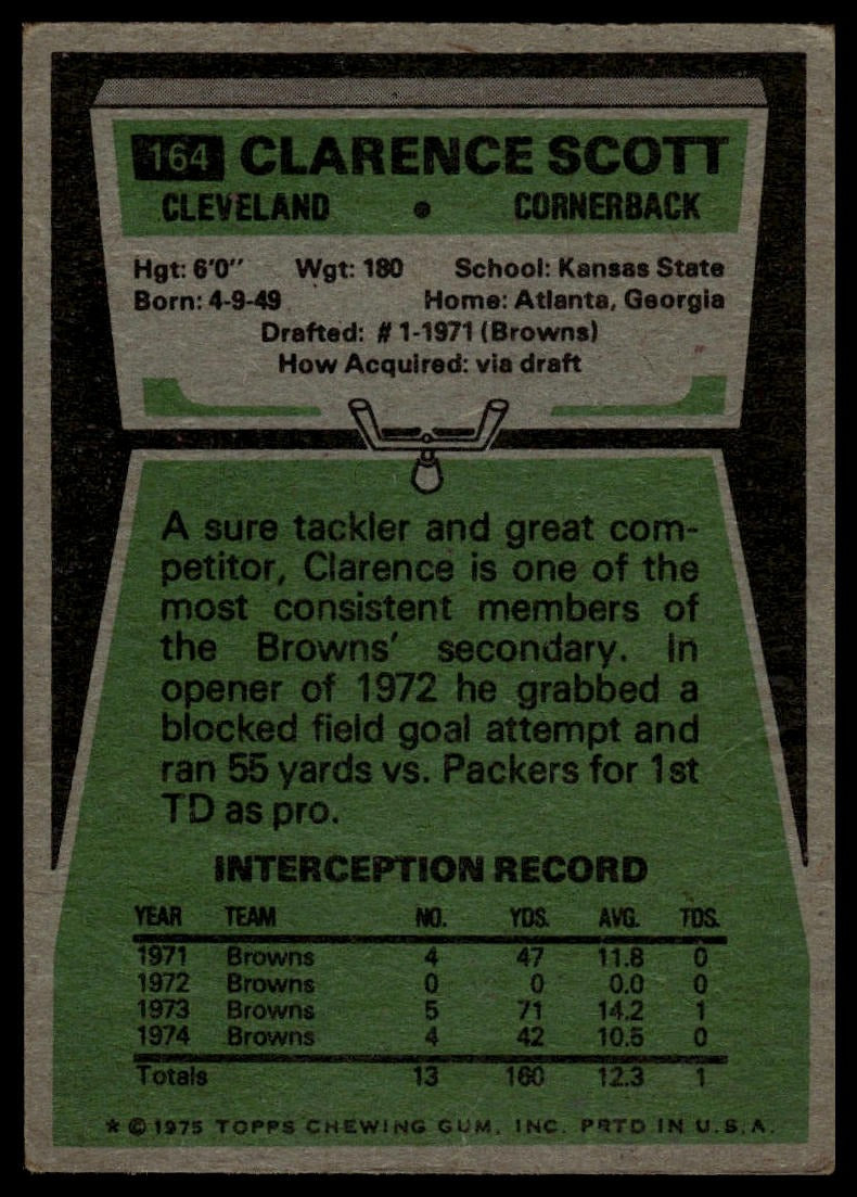 1975 Topps #164 Clarence Scott