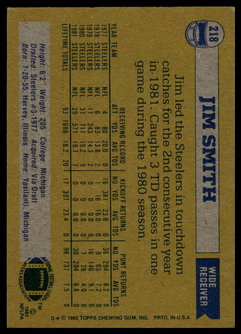 1982 Topps #218 Jim Smith