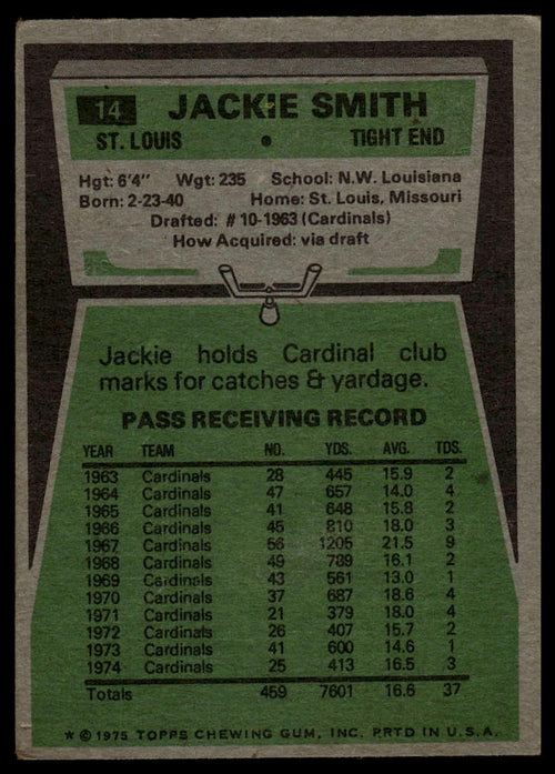 1975 Topps #14 Jackie Smith