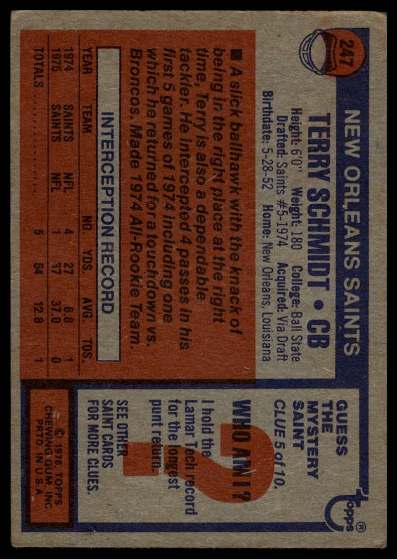 1976 Topps #247 Terry Schmidt