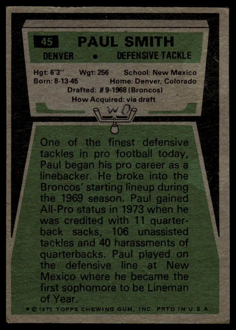 1975 Topps #45 Paul Smith