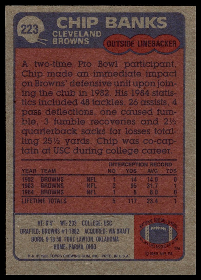 1985 Topps #223 Chip Banks