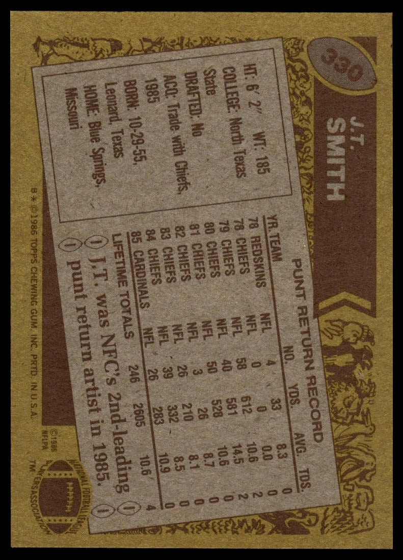 1986 Topps #330 J.T. Smith