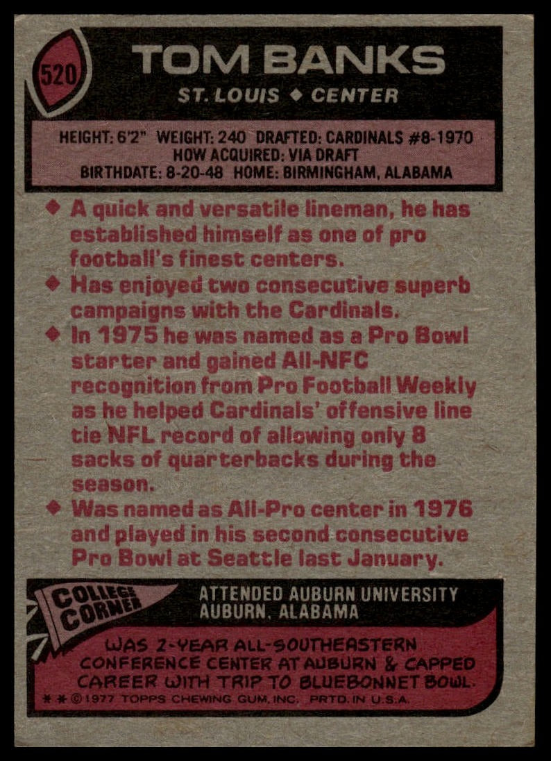 1977 Topps #520 Tom Banks