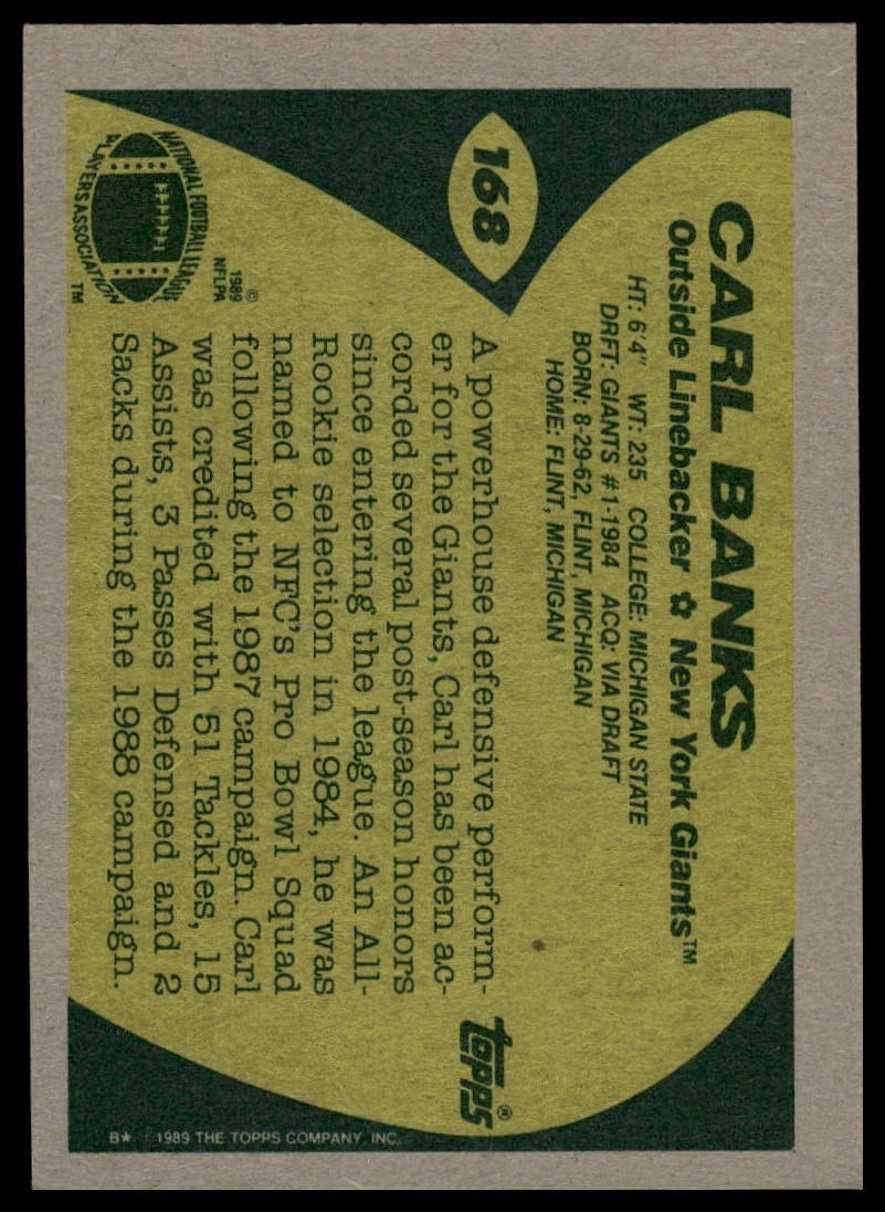 1989 Topps #168 Carl Banks