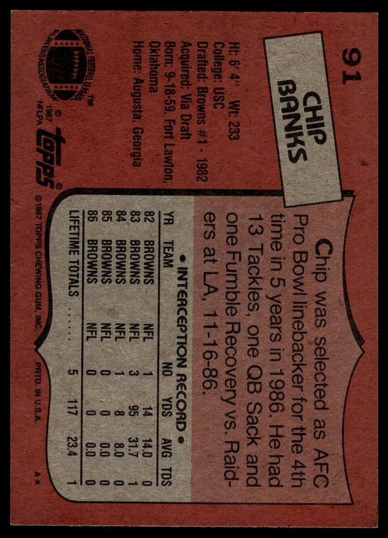 1987 Topps #91 Chip Banks
