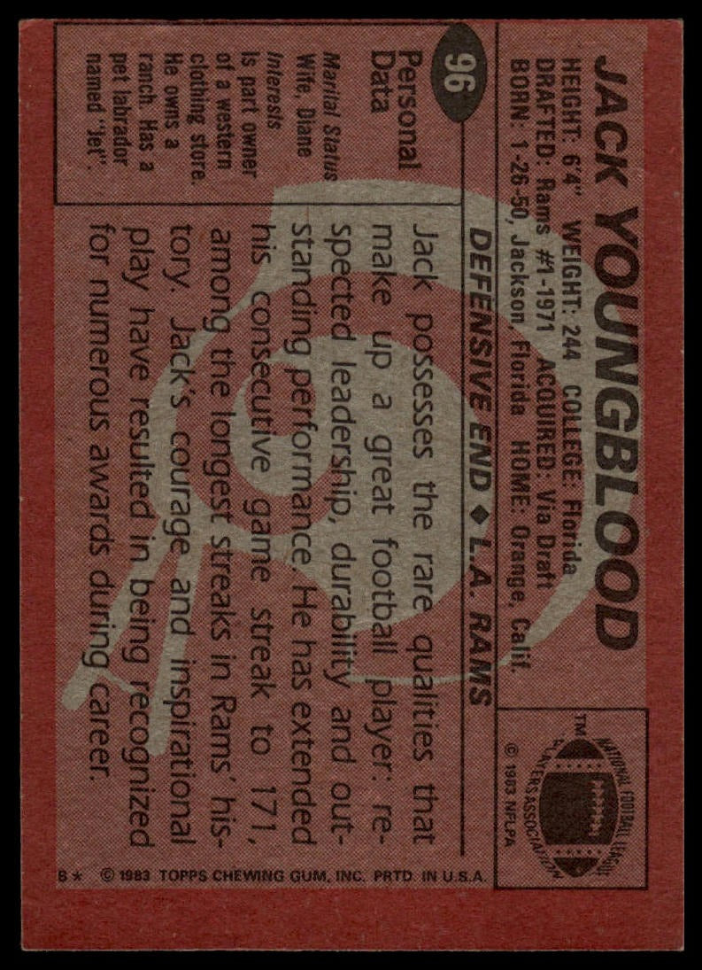 1983 Topps #96 Jack Youngblood