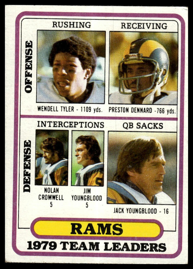 1980 Topps #394 Rams Team Leaders Wendell Tyler Dennard Cromwell Youngblood