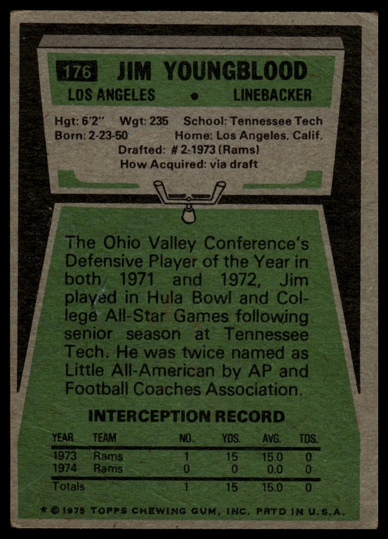 1975 Topps #176 Jim Youngblood