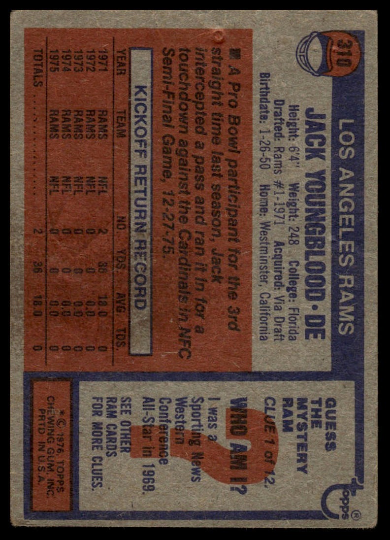 1976 Topps #310 Jack Youngblood