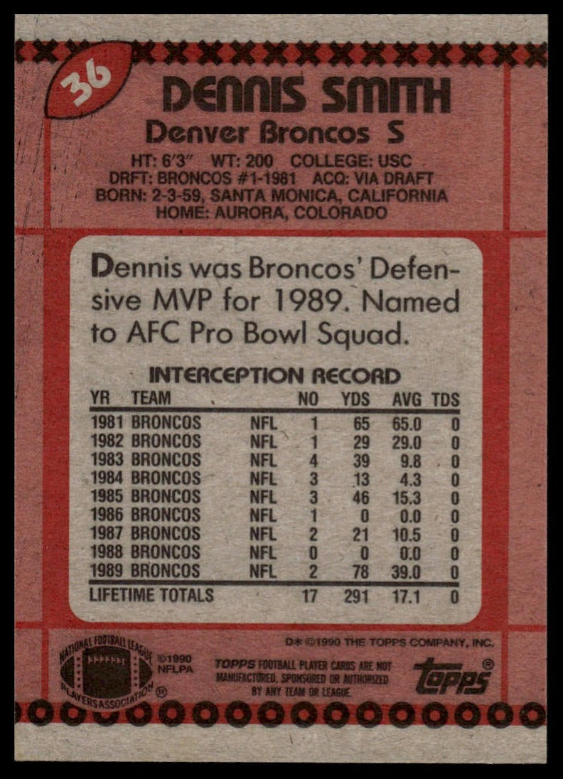 1990 Topps #36b Dennis Smith