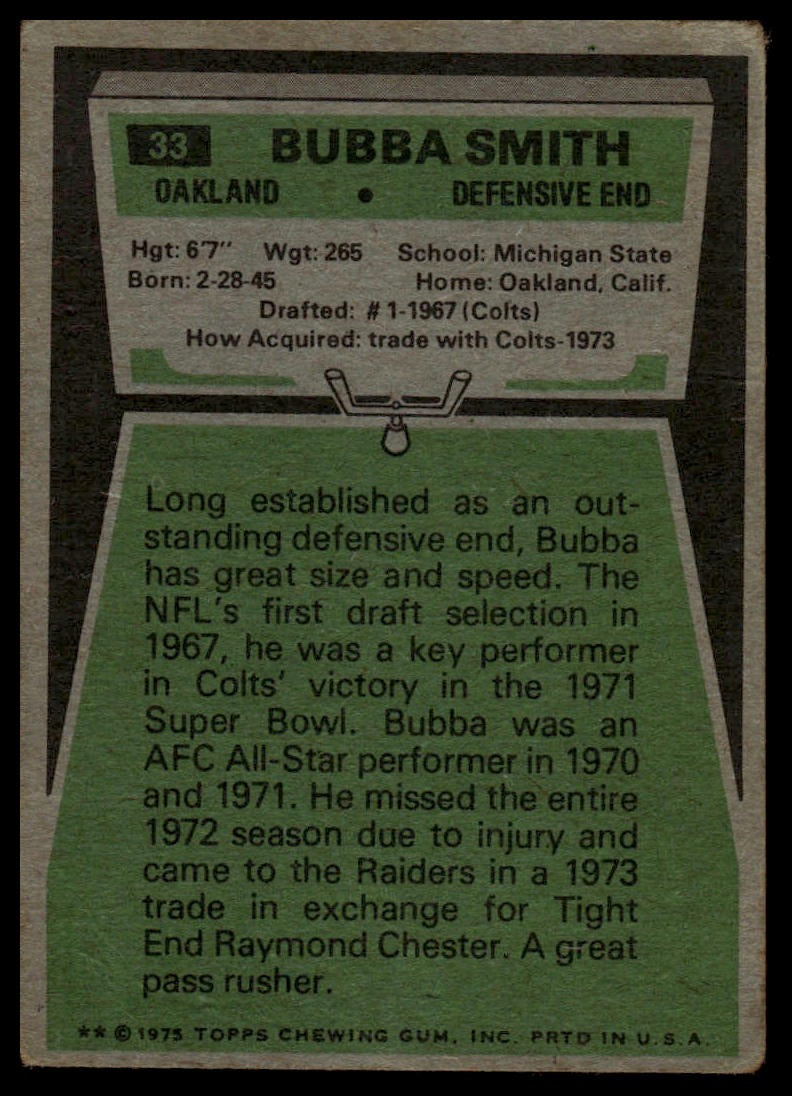 1975 Topps #33 Bubba Smith