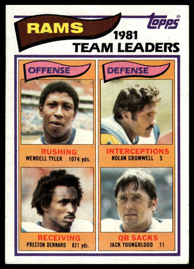 1982 Topps #369 Rams Team Leaders Wendell Tyler Cromwell Dennard Youngblood
