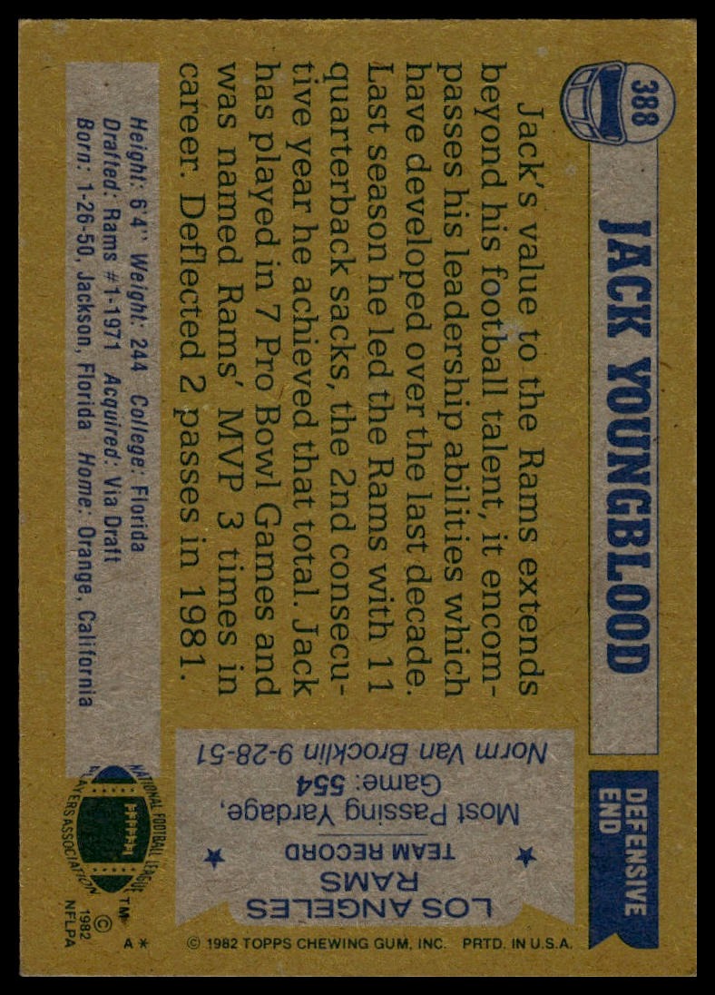 1982 Topps #388 Jack Youngblood