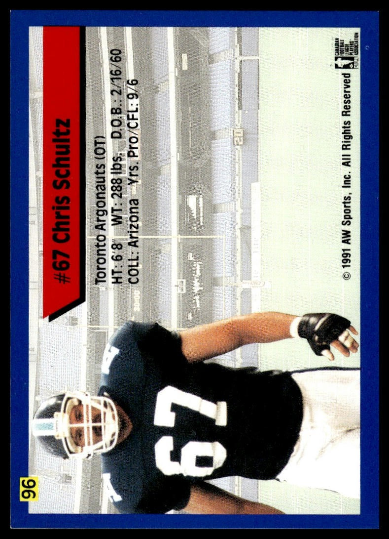 1991 All World CFL French #96 Chris Schultz