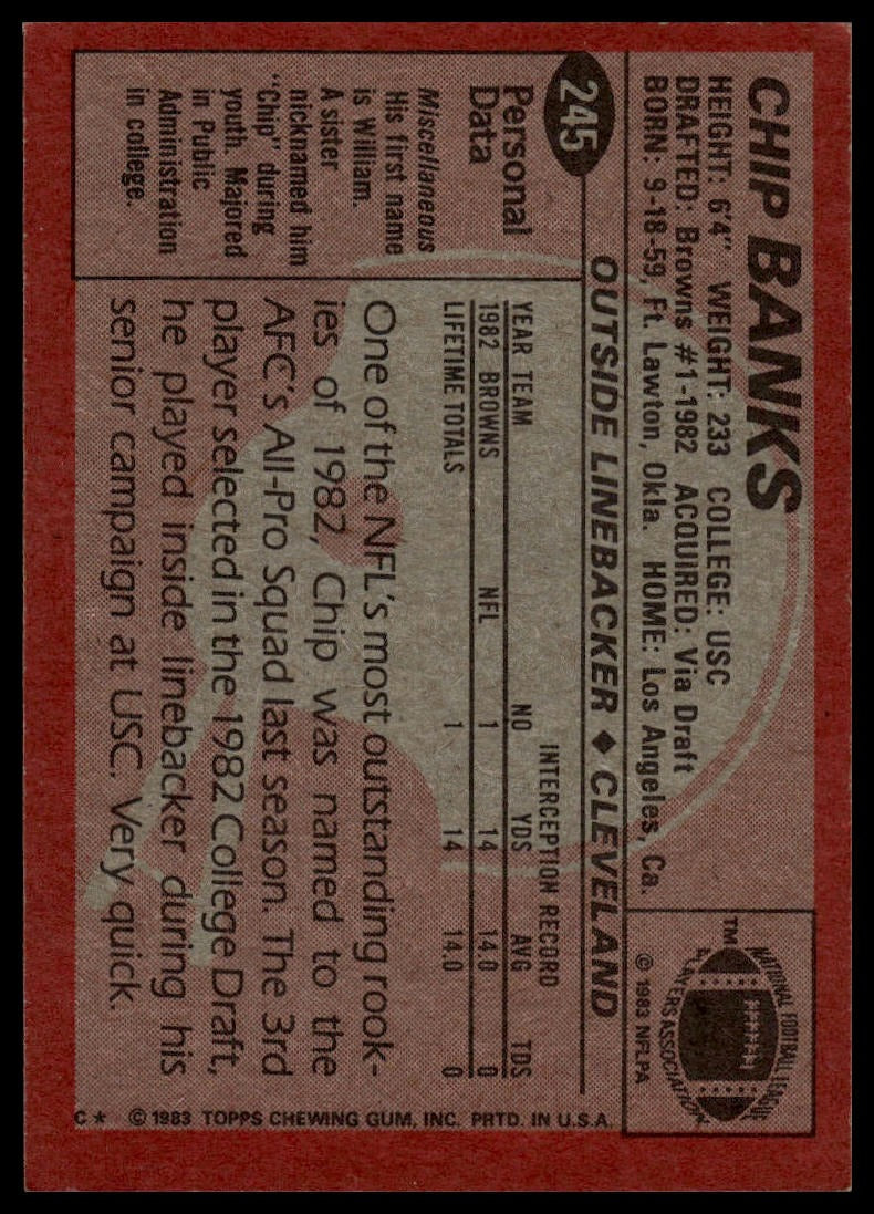 1983 Topps #245 Chip Banks
