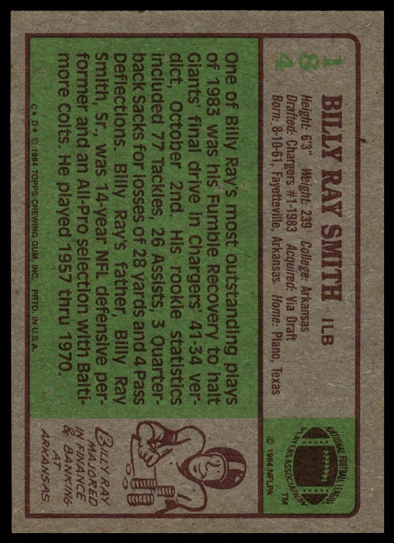 1984 Topps #184c Billy Ray Smith